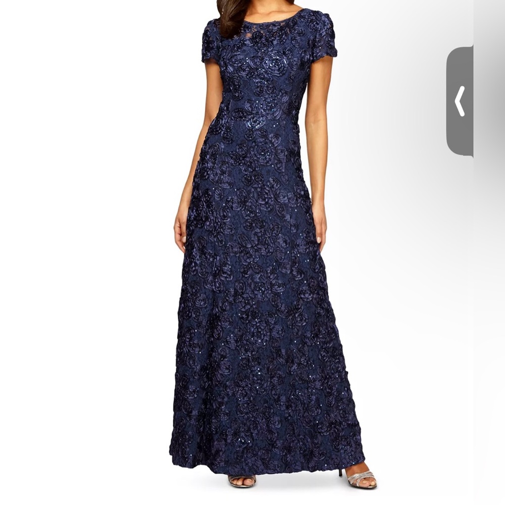 NWT Alex Evenings Navy Blue Evening Gown Size 12